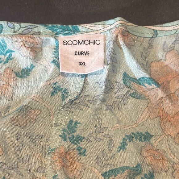 Women V-Neck Bohemian Blue Floral Print Short Summer Dress Cover Up Size 3XL NEW - Picture 13 of 14